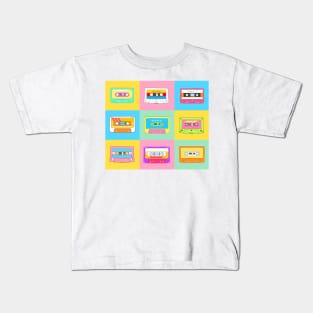 Retro Cassette Tapes in Rainbow Colors Kids T-Shirt